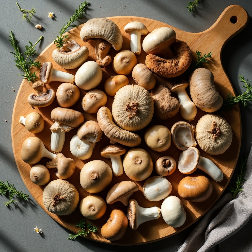 Hongos comestibles frescos recién cosechados de cultivo doméstico en cesta de madera
